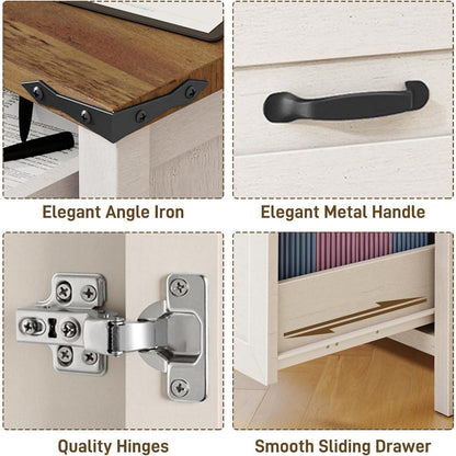 Aktenschrank 80cm Bauernhausstil Weiß – A4 Hängeregister
