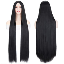 Lange Schwarz Lockige Damen Perücke 100cm – Cosplay & Kostüm