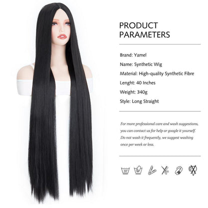 Lange Schwarz Lockige Damen Perücke 100cm – Cosplay & Kostüm