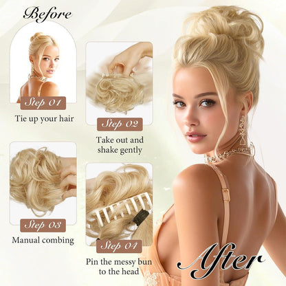 Echthaar Dutt Clip-in – Natürlicher Messy Bun für Damen