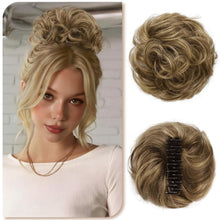 Echthaar Dutt Clip-in – Hellbraun mit Beige-Blonden Strähnchen