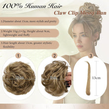 Echthaar Dutt Clip-in – Hellbraun mit Beige-Blonden Strähnchen