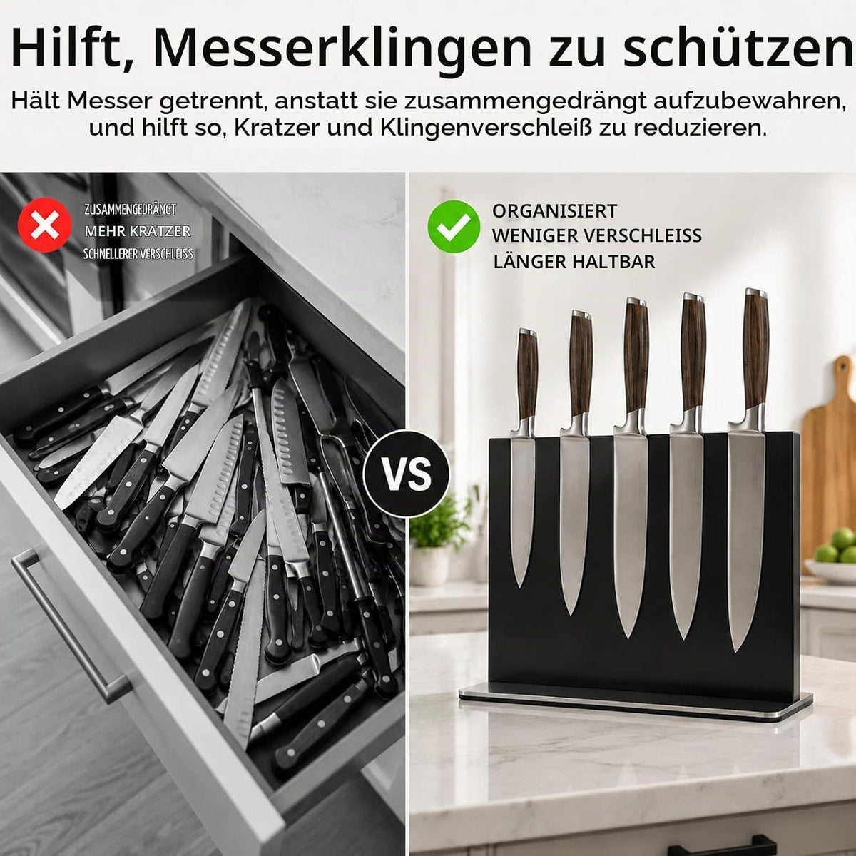 Magnetischer Messerblock aus Edelstahl – 30 cm