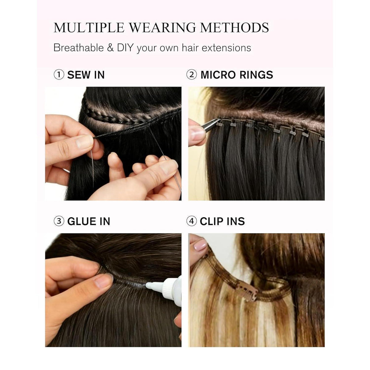 Echthaar Tressen Aschblond 35cm - Remy Weft Extensions