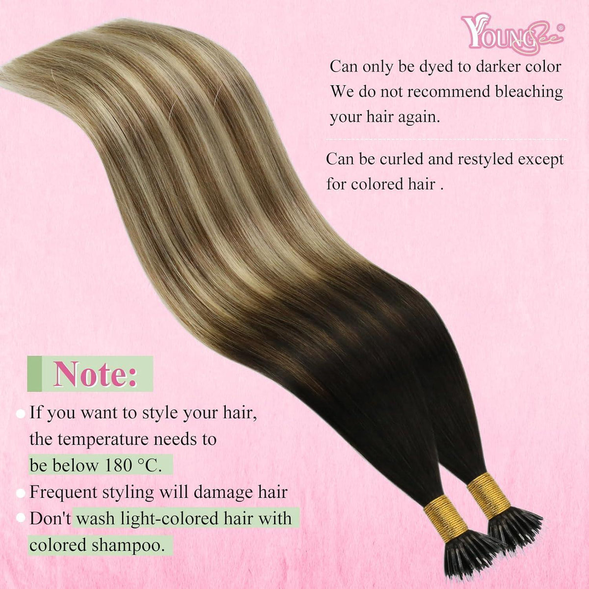 Nanoring Extensions Braun Balayage Blond - Echthaar 60cm