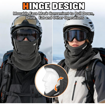 Sturmhaube Winter Mütze Fleece Skimaske für Herren Damen Dunkelgrau