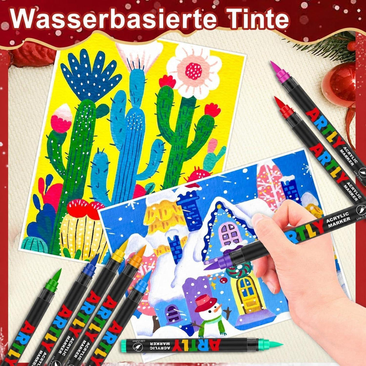 320 Acrylstifte Set Wasserfest – Pinselmarker für Stein, Holz & Co.