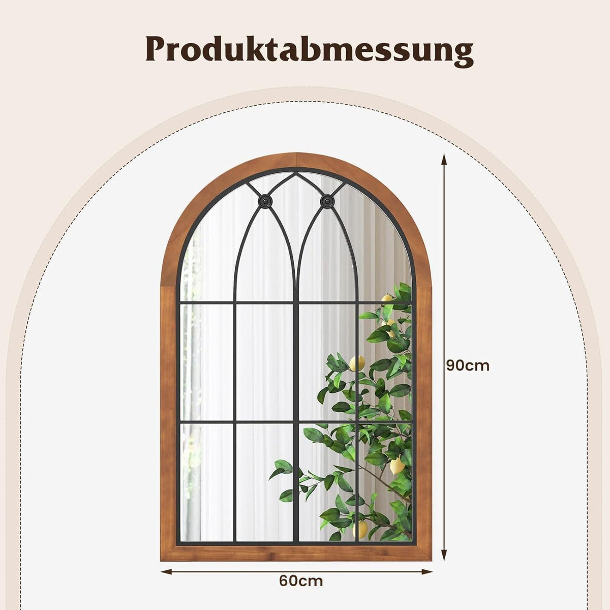 Wandspiegel Fensteroptik 90x60cm Holzrahmen Vintage Spiegel