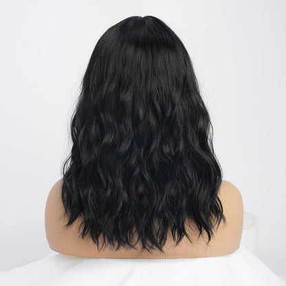 Schwarze Wellenperücke 40cm – Natürlicher Look & Hitzebeständig
