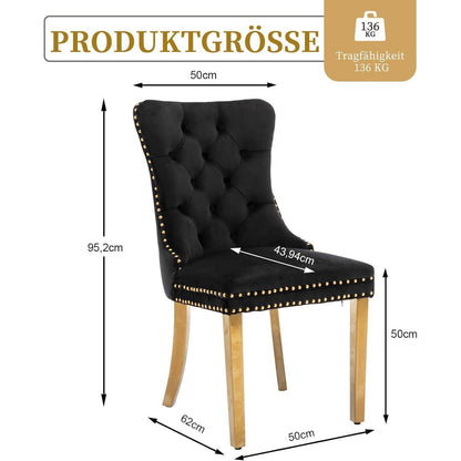 Samt Esszimmerstühle 2er Set mit goldenen Beinen