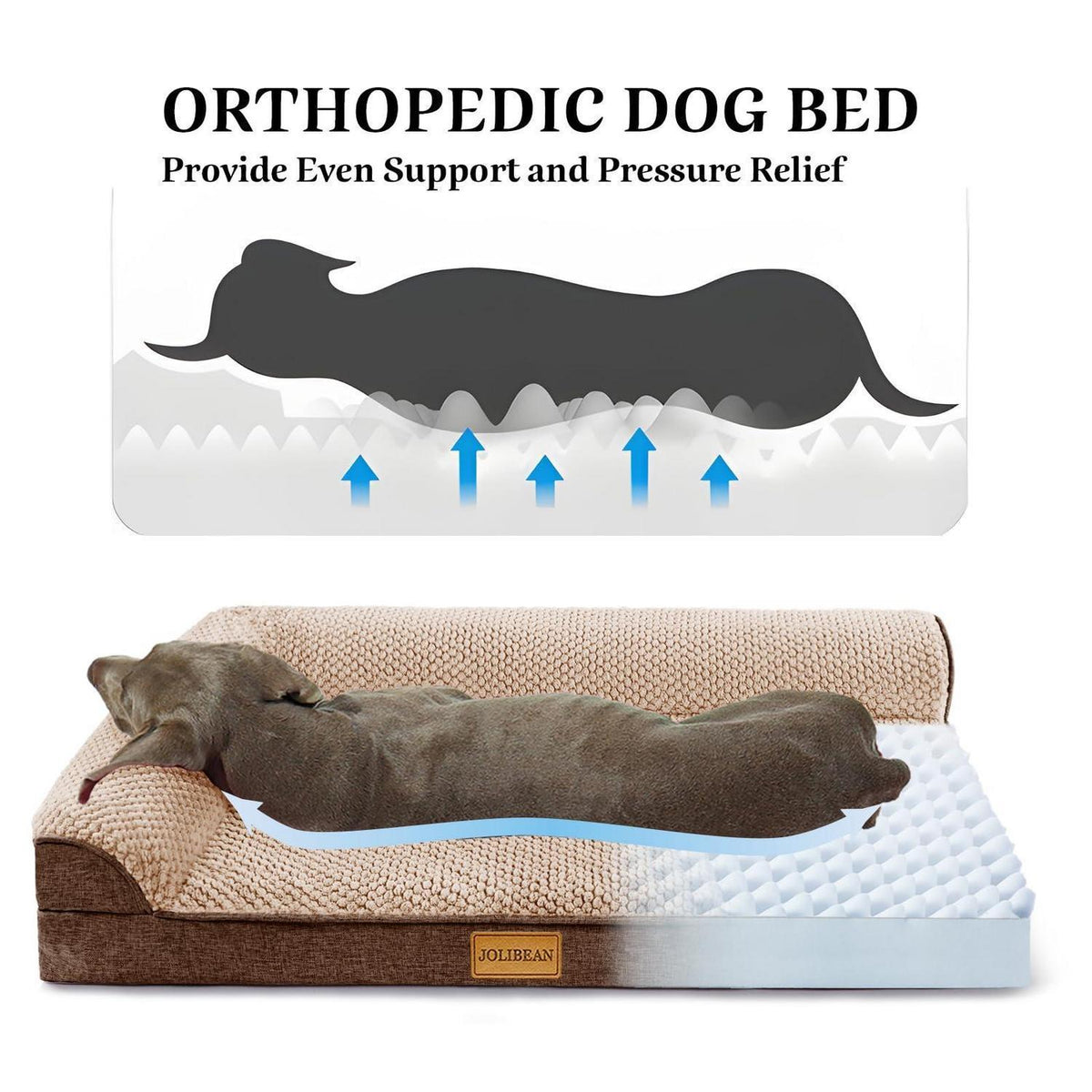 Orthopädisches Hundebett Groß, Braun – L 122x76cm