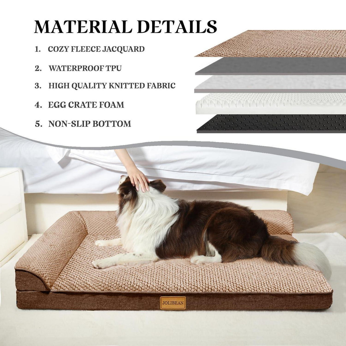 Orthopädisches Hundebett Groß, Braun – L 122x76cm