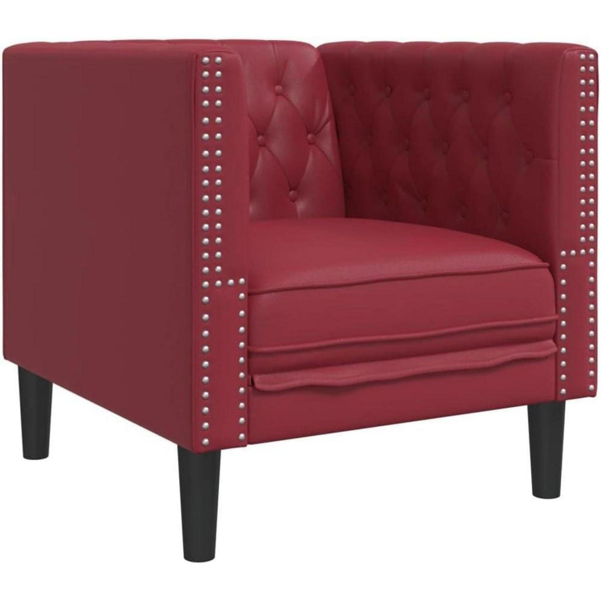 Chesterfield Sessel Kunstleder Wein – 1-Sitzer Polstersofa