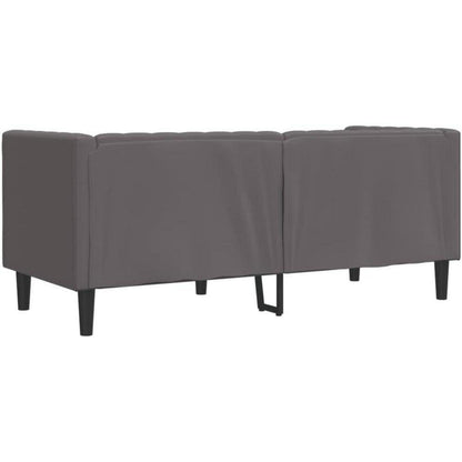 Chesterfield Sofa 2-Sitzer Grau Kunstleder Polstersofa