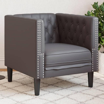 Chesterfield Sessel Grau Kunstleder – 1-Sitzer Polstersofa