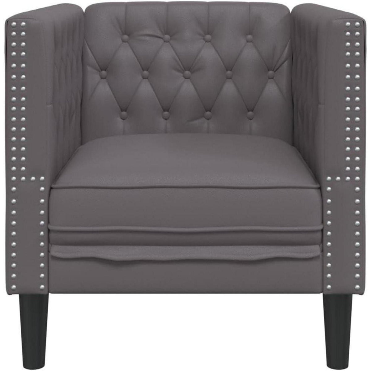 Chesterfield Sessel Grau Kunstleder – 1-Sitzer Polstersofa