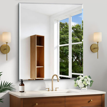 Rahmenloser Wandspiegel 90x75 cm – Rechteckig für Bad, Schlaf- & Wohnzimmer