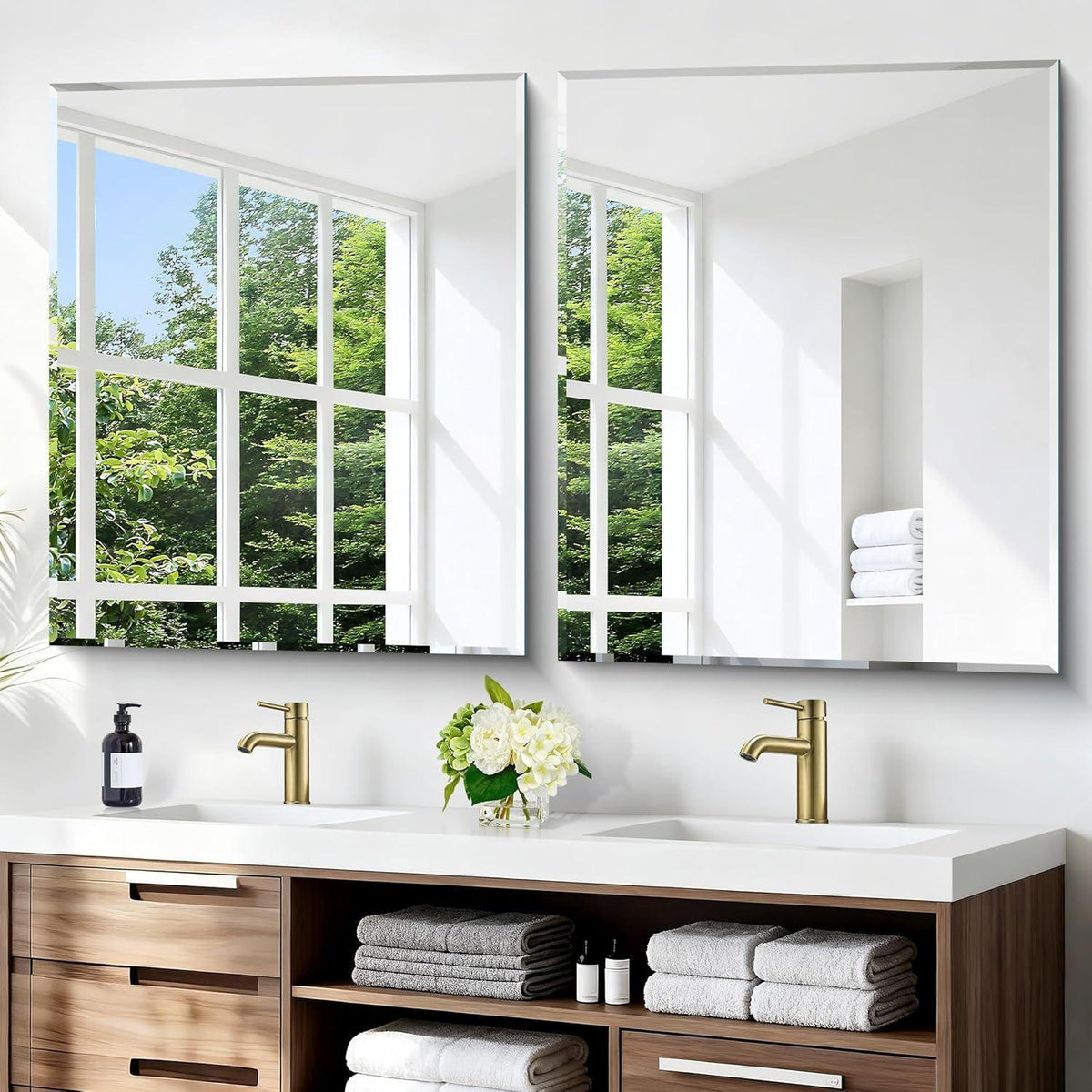 Rahmenloser Wandspiegel 90x75 cm – Rechteckig für Bad, Schlaf- & Wohnzimmer