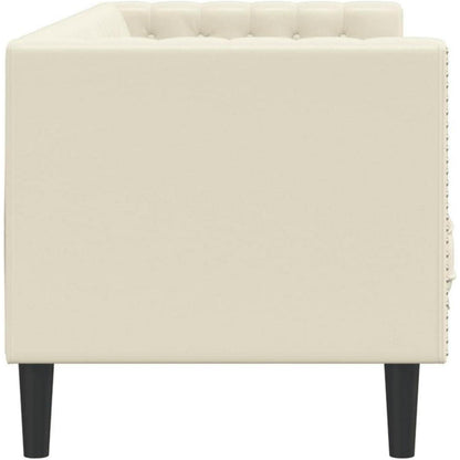 Chesterfield Sofa 3-Sitzer Creme Kunstleder Polstersofa
