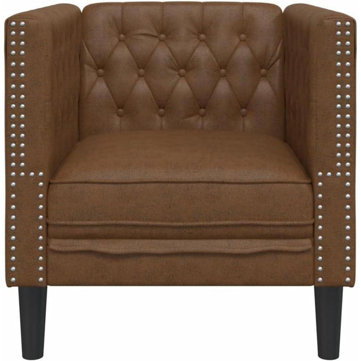 Chesterfield Sessel Braun Kunstleder – 1-Sitzer Polstersofa