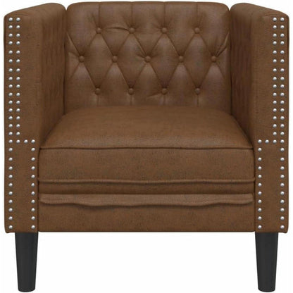 Chesterfield Sessel Braun Kunstleder – 1-Sitzer Polstersofa