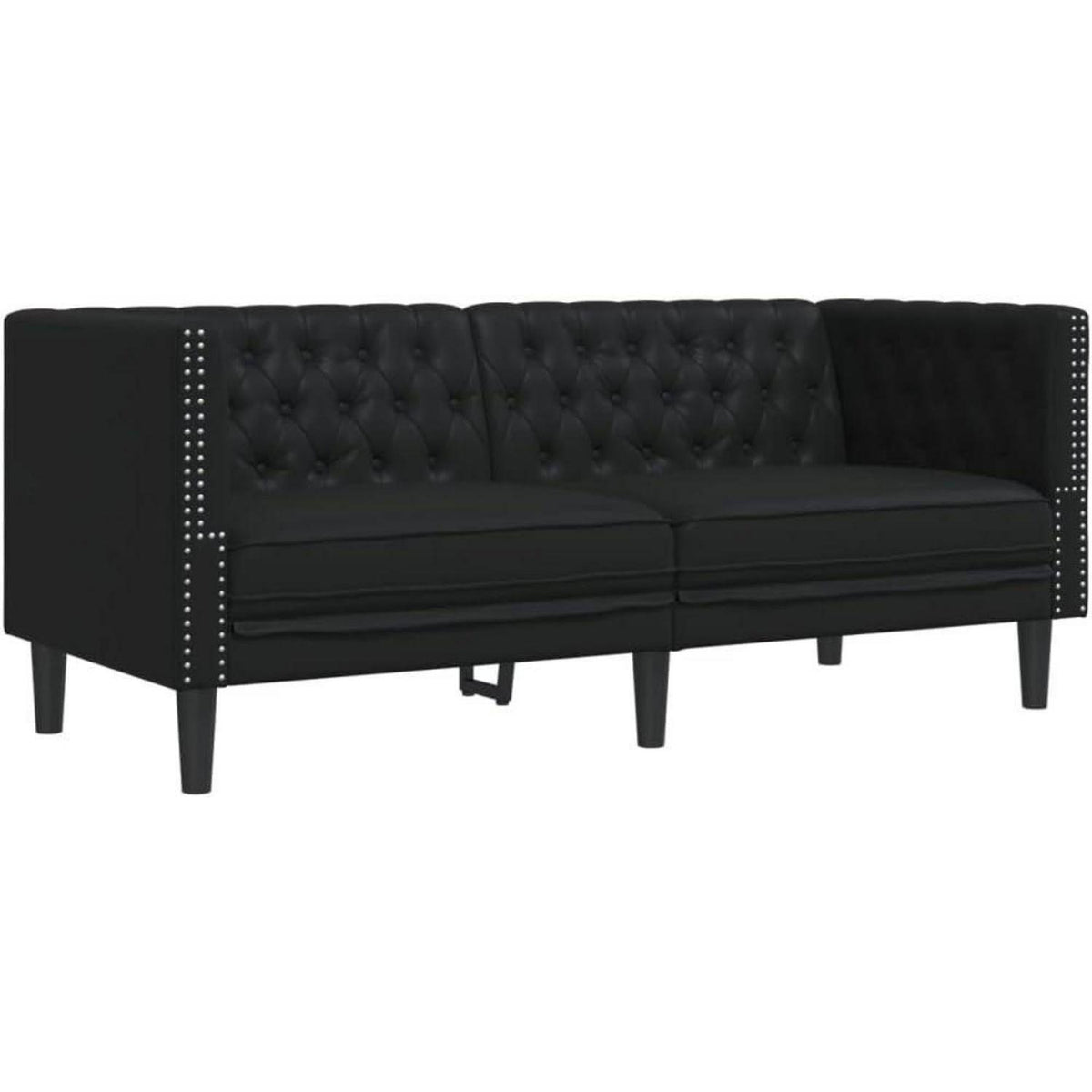 Chesterfield Sofa 2-Sitzer Schwarz Kunstleder