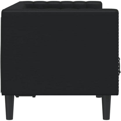 Chesterfield Sofa 2-Sitzer Schwarz Kunstleder