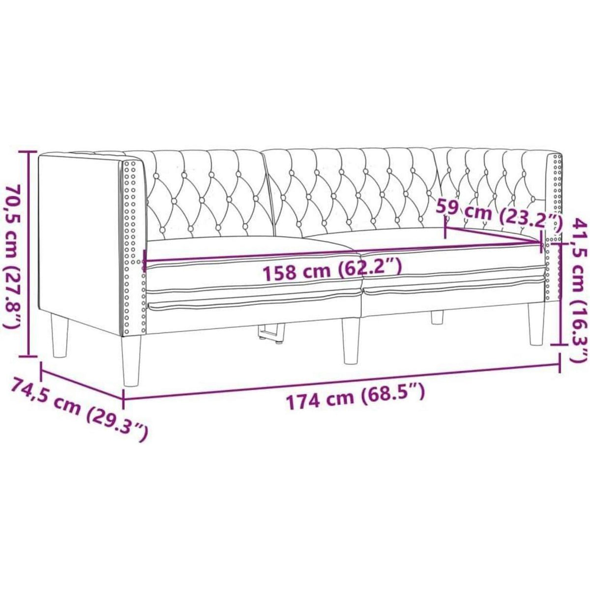 Chesterfield Polstersofa Creme Kunstleder – Sessel, 2-Sitzer, 3-Sitzer