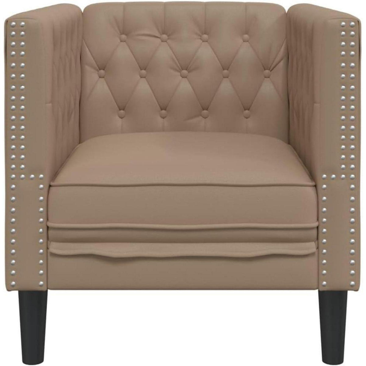 Chesterfield Sessel Kunstleder Cappuccino | 1-Sitzer Polstersofa