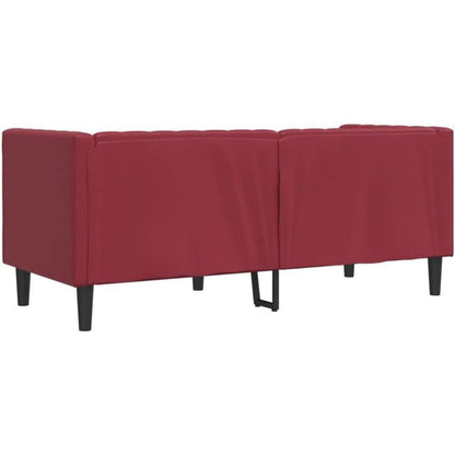 Chesterfield Sofa 2-Sitzer Kunstleder Weinrot