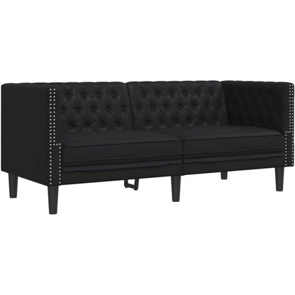 Chesterfield Sofa 2-Sitzer & 3-Sitzer Schwarz Kunstleder