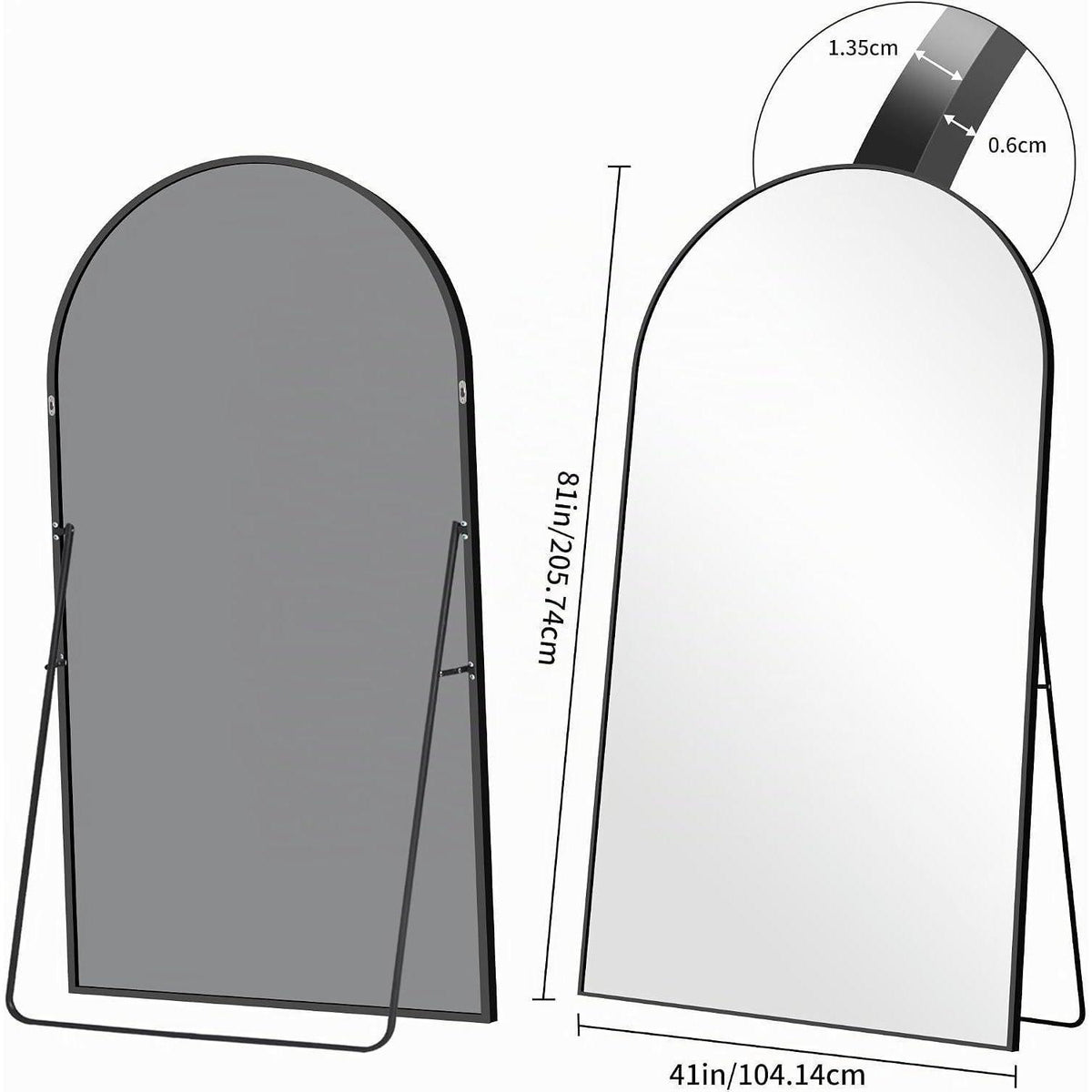 Ganzkörperspiegel Schwarz – Stehend, Hängend, Anlehnen