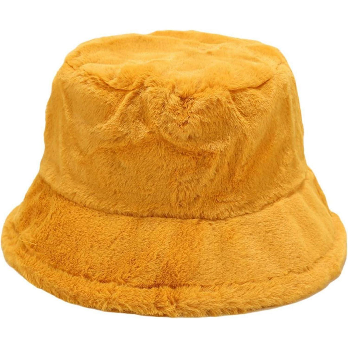Flauschige Winter Fischerhut Damen Gelb – Warm & Verstellbar