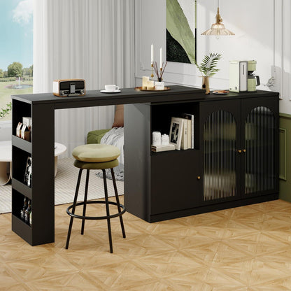 Klappbarer Esstisch mit Stauraum & Schublade – 120x103cm Schwarz