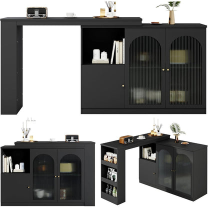 Klappbarer Esstisch mit Stauraum & Schublade – 120x103cm Schwarz