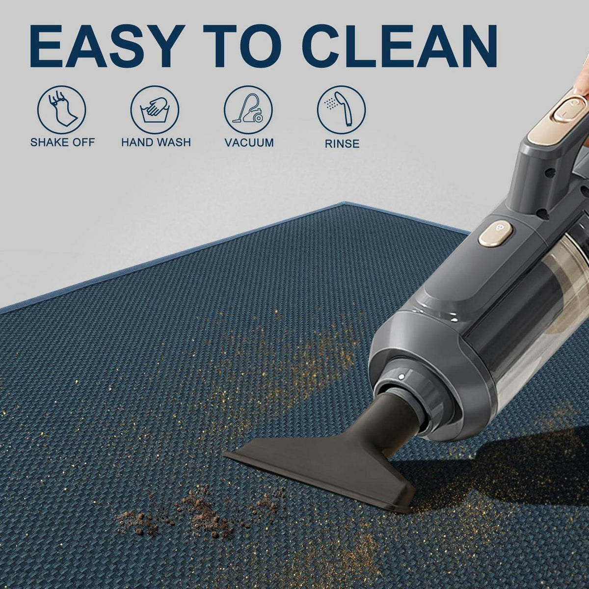 Fussmatte Innen 90x150 cm rutschfest waschbar dunkelblau
