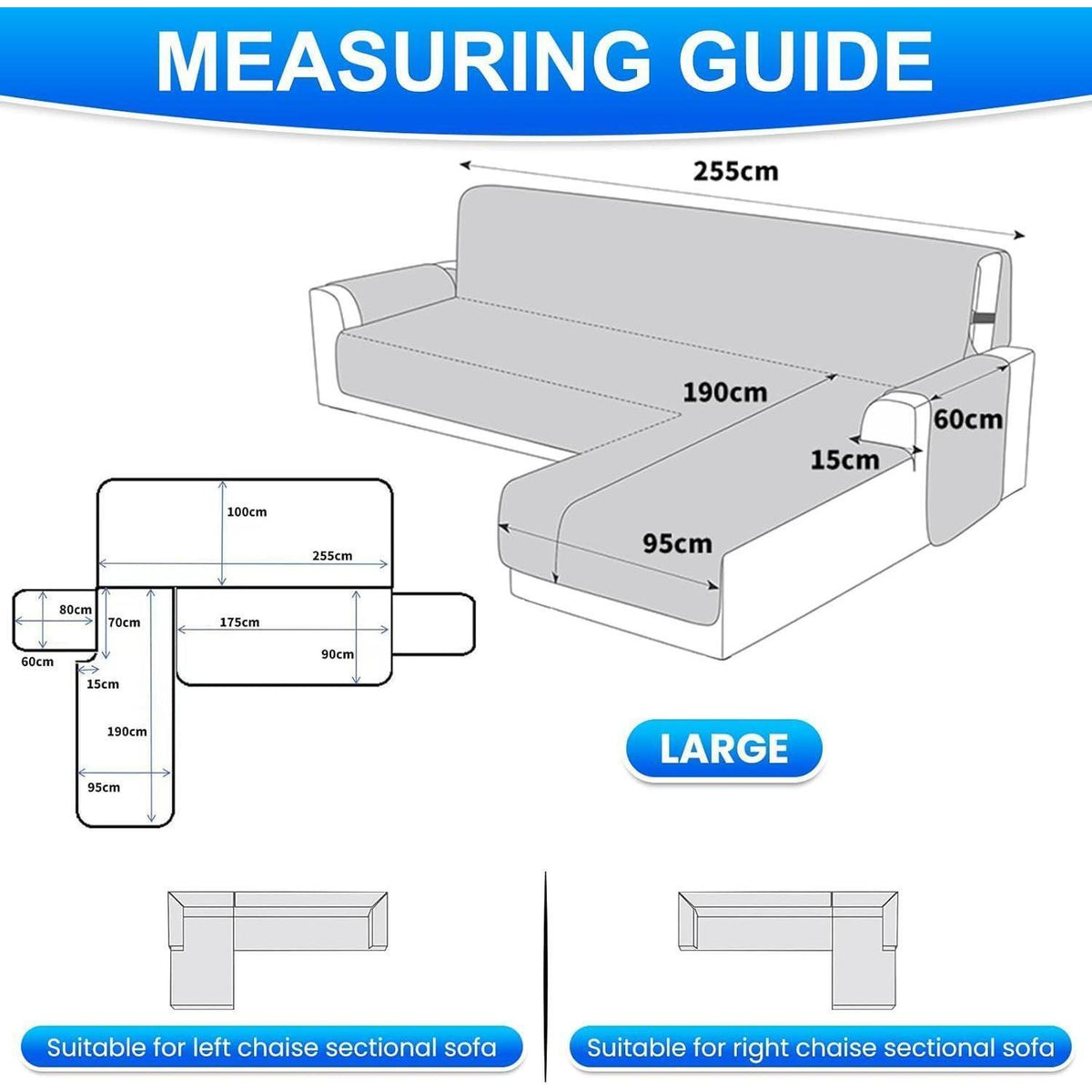 Wasserdichter Sofabezug L-Form 3 Sitzer – Schutz für Sofa & Ecksofa