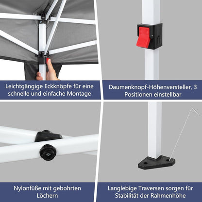 Faltpavillon 3x6m mit Stahlrahmen & 6 Seitenteilen – Winterfest & UV-Schutz
