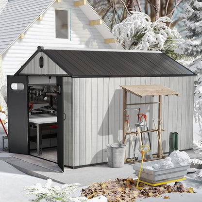 Gartenhaus Kunststoff Grau – 2,4 x 3,6 m, Gerätehaus