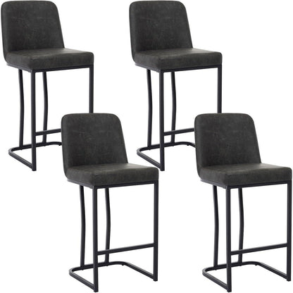 Barhocker Set 4 Grau – Gepolsterte Tresenstühle mit Metallbein
