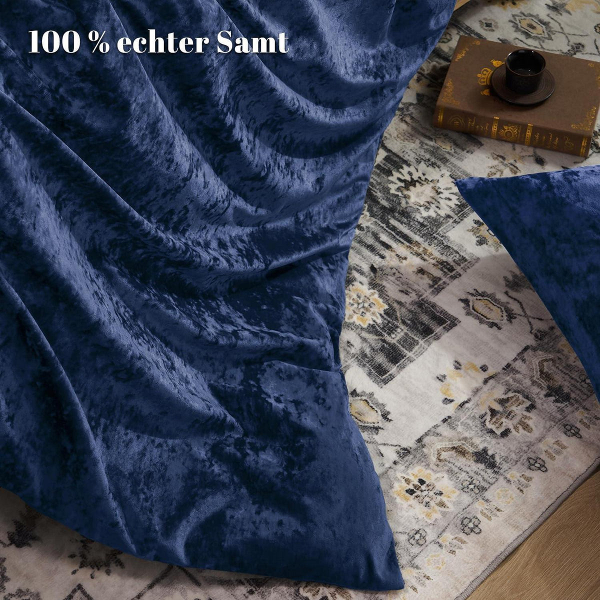Samt Bettwäsche Set 135x200 Marine Blau, 4-teilig Luxus