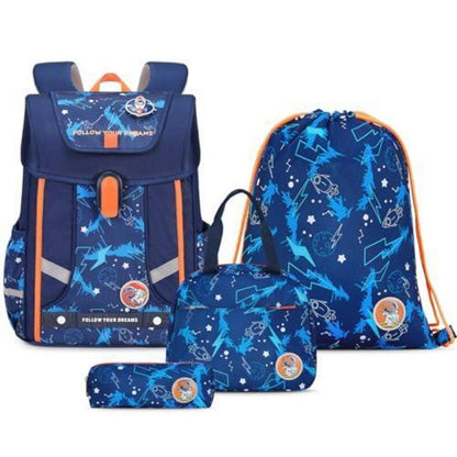 Amythe Schulranzen Set 4-teilig Blau – Ergonomisch 1. - 5. Klasse