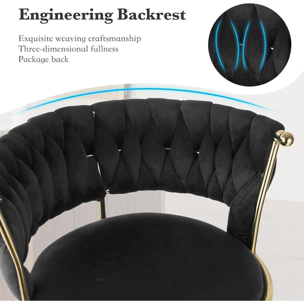 Höhenverstellbarer Barhocker 2er Set – Gold/Schwarz