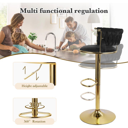 Höhenverstellbarer Barhocker 2er Set – Gold/Schwarz
