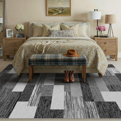 Waschbarer Teppich Schwarz 300x400cm – Modern & Rutschfest