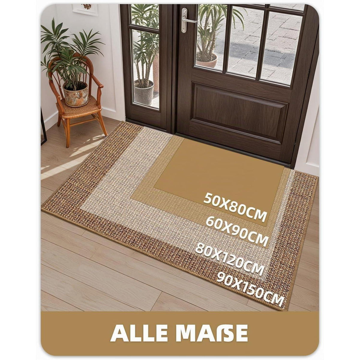 Handgewebte Jute Fußmatte 80x120cm - Rutschfest & Langlebig