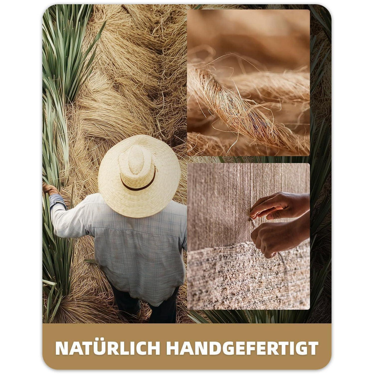 Handgewebte Jute Fußmatte 60x90cm - Rutschfest & Langlebig