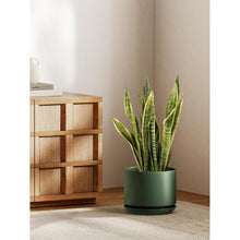 Keramik Blumentopf 25cm mit Untersetzer & Drainageloch – Grün