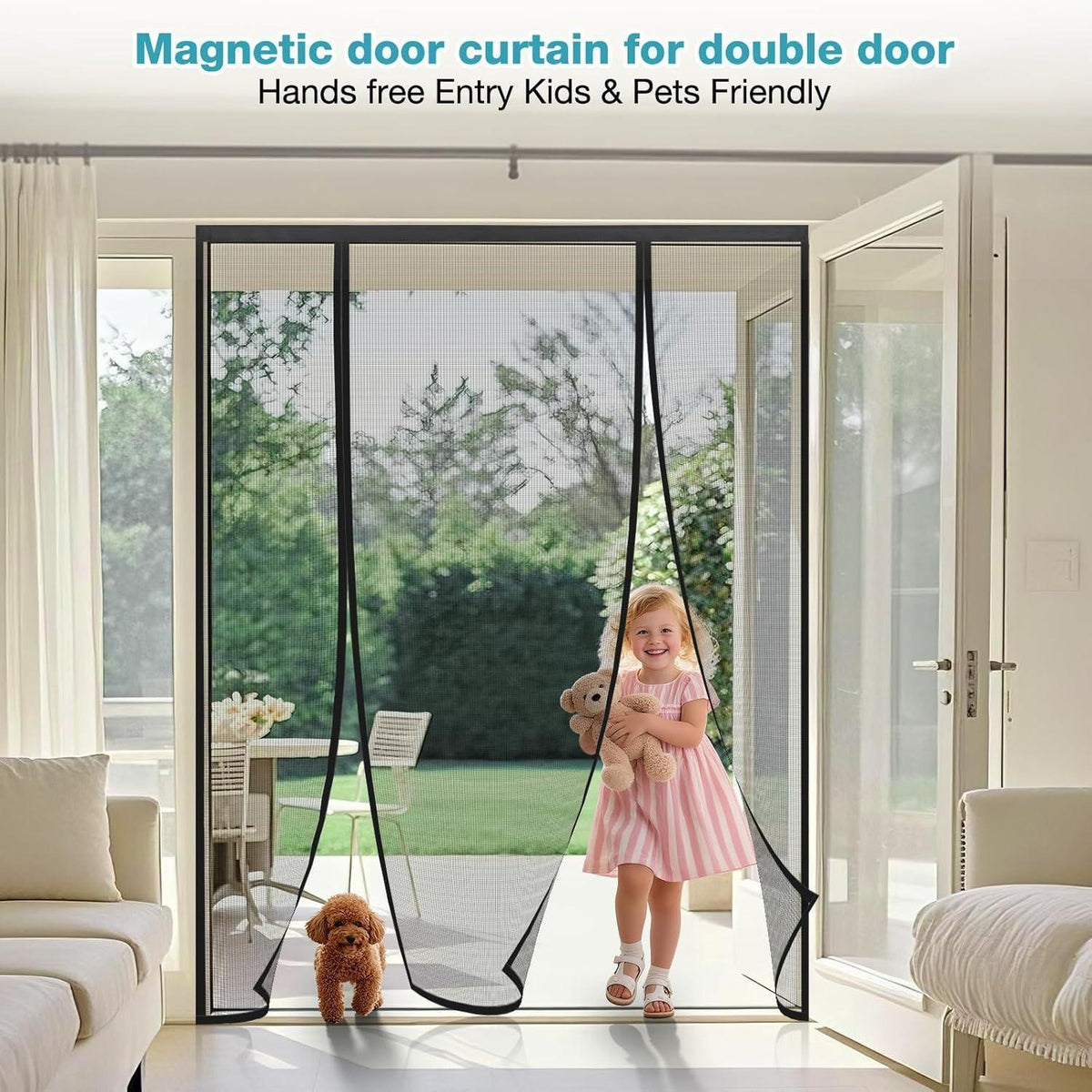 Magnetisches Fliegengitter Tür 180x210 cm Schwarz