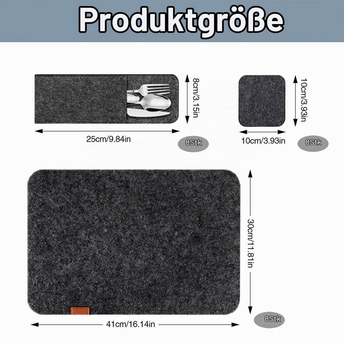 Filz Tischsets 24er Set – Anthrazit Platzdeckchen & Untersetzer
